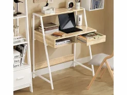 Sobuy Mesa De Ordenador|Mesa de Escritorio Mesa de Ordenador con 2 cajones y 1 Estante L81 cm x P50cm x H100cm FWT63-N ES