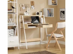 Sobuy Mesa De Ordenador|Mesa de Escritorio Mesa de Ordenador con 2 cajones y 1 Estante L81 cm x P50cm x H100cm FWT63-N ES