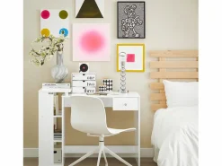 Mesa de Escritorio, Mesa de Ordenador con un cajón y 4 estantes,Color , L 101 x H 76 cm,FWT35-W ES^Sobuy Clearance