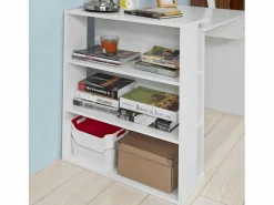 Mesa de Escritorio, Mesa de Ordenador con un cajón y 4 estantes,Color , L 101 x H 76 cm,FWT35-W ES^Sobuy Clearance