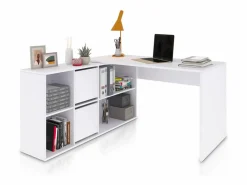 duehome Consola Escritorio|Mesa de escritorio multiposición en blanco mate 136x139 cm Move Blanco Artik (Blanco Mate)