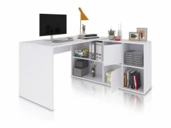 duehome Consola Escritorio|Mesa de escritorio multiposición en blanco mate 136x139 cm Move Blanco Artik (Blanco Mate)