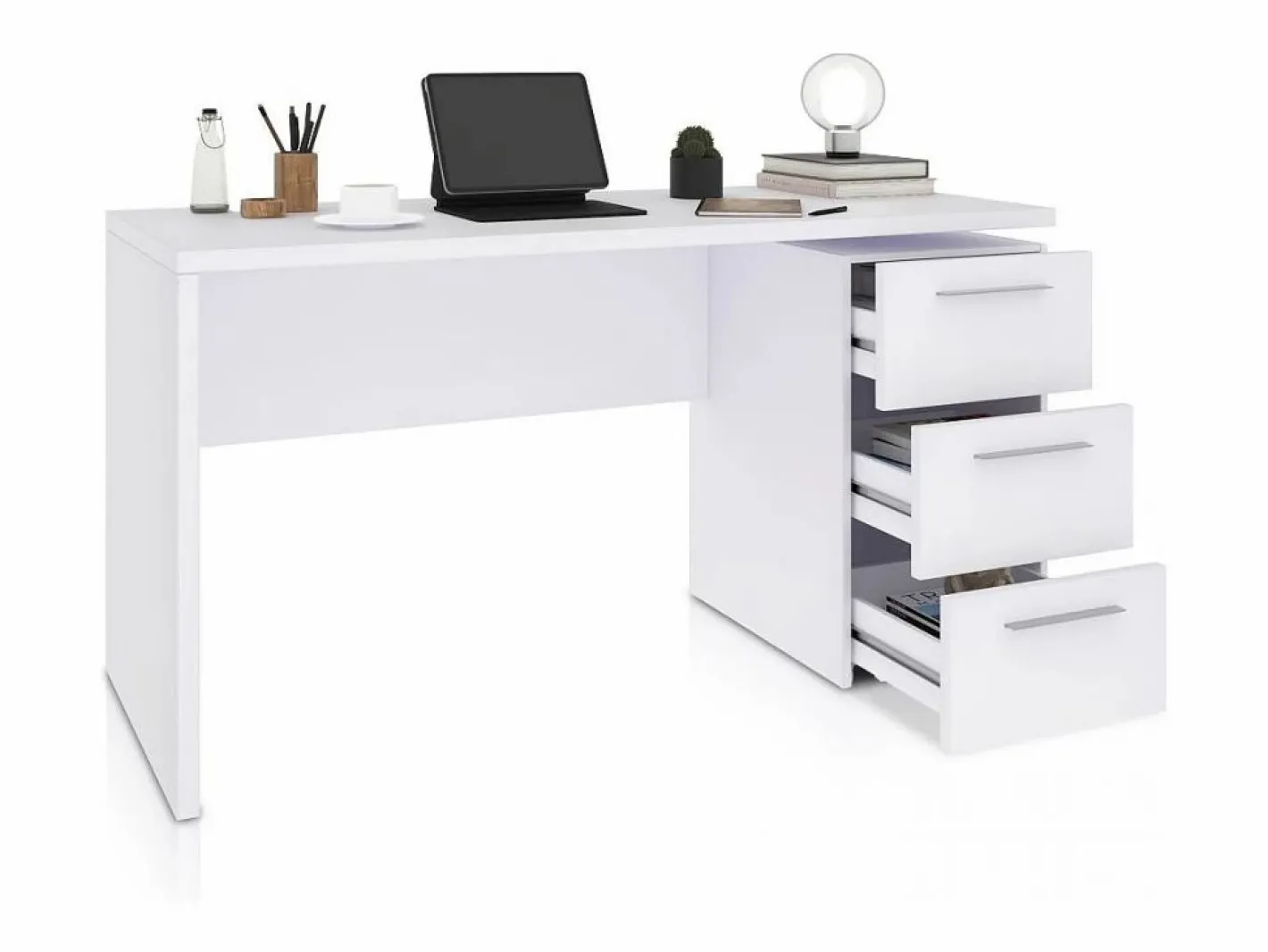 duehome Mesa de escritorio Sasha Blanco Artik (Blanco Mate) Gris Online