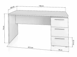 duehome Mesa de escritorio Sasha Blanco Artik (Blanco Mate) Gris Online