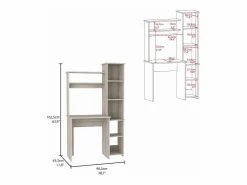 Mesa de Escritorio Versalles con estantería , 162.30 cm X 98.29 cm X 45.21 cm , Ceniza^TuHome New