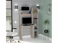 Mesa de Escritorio Versalles con estantería , 162.30 cm X 98.29 cm X 45.21 cm , Ceniza^TuHome New