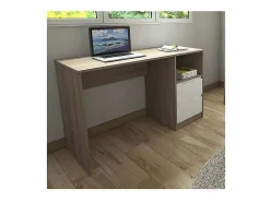 Mesa De Ordenador|Mesa de estudio 2 cajones acabado roble cortez/blanco 75 cm(alto)120 cm(ancho)50 cm(fondo)