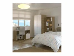 Mesa De Ordenador|Mesa de estudio 2 cajones acabado roble cortez/blanco 75 cm(alto)120 cm(ancho)50 cm(fondo)