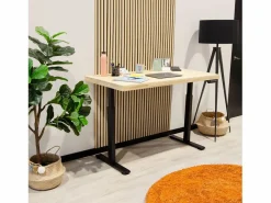 duehome Mesa de estudio elevable Motion 140 Negro - Roble Marru00f3n Online