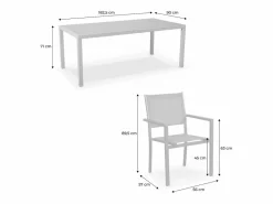 Mesa de jardín de aluminio, 8 sillas de textileno verde kaki^Sweeek Discount