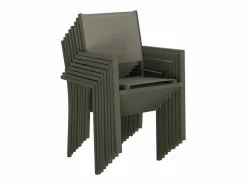 Mesa de jardín de aluminio, 8 sillas de textileno verde kaki^Sweeek Discount