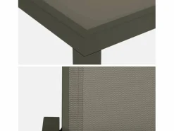 Mesa de jardín de aluminio, 8 sillas de textileno verde kaki^Sweeek Discount