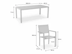Mesa de jardín de aluminio, 8 sillas de textileno verde kaki^Sweeek Discount