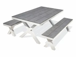 Paris Garden Comedores De Jardín|Mesa de jardín de aluminio y tapa de HPL efecto piedra