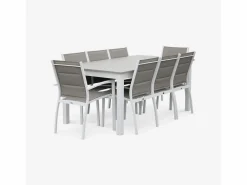 Mesa de jardín extensible de aluminio con 8 sillas blanco^Sweeek Sale