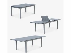 Mesa de jardín extensible de aluminio con 8 sillas gris^Sweeek Discount