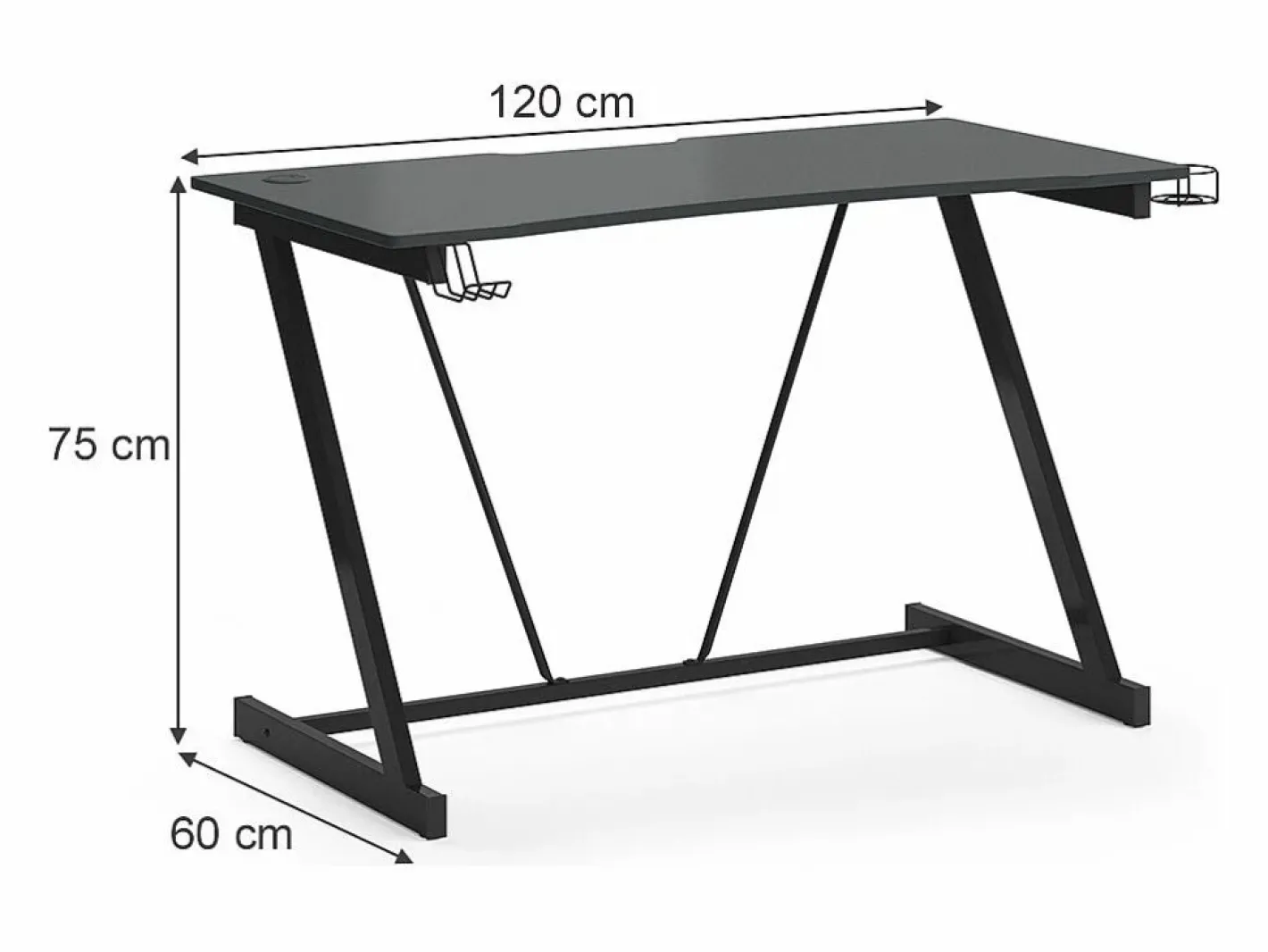 Mesa de juego antracita 120x60x75 hudson^Vicco Outlet