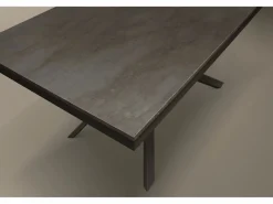 Mesa de madera, acabado acero oxidado, base negra, extensible 120x80 - VOLPAIA Gris Clearance