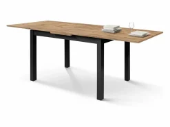 Mesa de madera efecto roble,patas antracita,110x70-190x70cm - POSITANO Marru00f3n Discount
