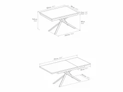 Mesa de madera,fresno , base blanca, ext.120x80-170x80cm - VOLPAIA Blanco Discount