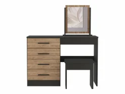 Mesa de Maquillaje con Espejo Kaia y asiento incluido 126.7CM A X 100CM L X 42.5CM P Wengue / Miel^TuHome Discount
