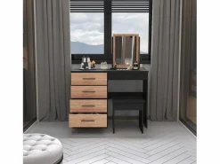 Mesa de Maquillaje con Espejo Kaia y asiento incluido 126.7CM A X 100CM L X 42.5CM P Wengue / Miel^TuHome Discount