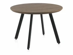 Mesa de melamina con efecto madera de roble con patas metal 110 diámetro Marru00f3n New