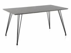 Mesa De Comedor|Mesa de melamina efecto cemento con patas metal 160x90