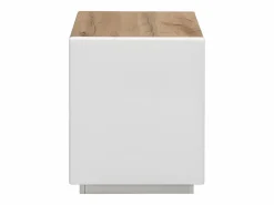 Vente-unique Mesita De Noche|Mesa de noche - 1 cajón y 1 estante - MDF - Blanco lacado y roble - AMANI