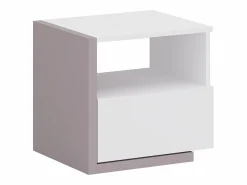 Vente-unique Mesita De Noche|Mesa de noche 1 cajón en color blanco y topo NAPOLI