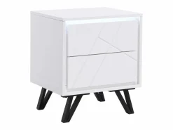 Mesa de noche 2 cajones con LEDs de MDF lacado - SALIANO^Vente-unique Online