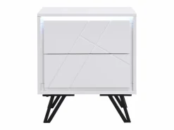 Mesa de noche 2 cajones con LEDs de MDF lacado - SALIANO^Vente-unique Online