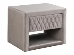 Vente-unique Mesa de noche con 1 cajón y 1 hueco Terciopelo - DANIELE Beige Sale