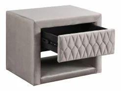 Vente-unique Mesa de noche con 1 cajón y 1 hueco Terciopelo - DANIELE Beige Sale