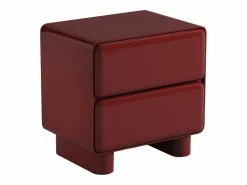 Vente-unique mesa de noche con 2 cajones mdf burdeos lacado - AUNELA Granate Hot
