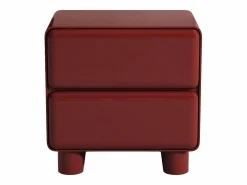 Vente-unique mesa de noche con 2 cajones mdf burdeos lacado - AUNELA Granate Hot