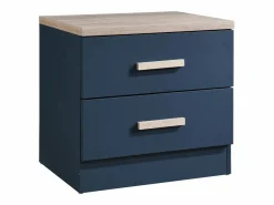 Mesa de noche con 2 cajones color azul y natural - SKAIDO^Vente-unique Sale