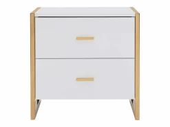 Vente-unique Mesita De Noche|Mesa de noche con 2 cajones de MDF lacado y dorado - OMBRELIA de Pascal Morabito