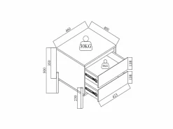 Vente-unique Mesa de noche con 2 cajones de MDF y metal lacado y dorado - KORASA Blanco Discount