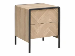 Vente-unique Mesita De Noche|Mesa de noche con 2 cajones de MDF color natural y negro - TUMACO