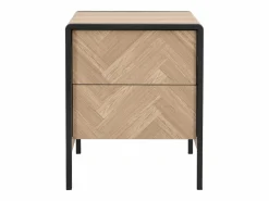 Vente-unique Mesita De Noche|Mesa de noche con 2 cajones de MDF color natural y negro - TUMACO