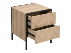 Vente-unique Mesita De Noche|Mesa de noche con 2 cajones de MDF color natural y negro - TUMACO