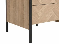 Vente-unique Mesita De Noche|Mesa de noche con 2 cajones de MDF color natural y negro - TUMACO