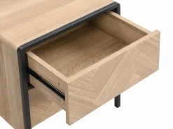 Vente-unique Mesita De Noche|Mesa de noche con 2 cajones de MDF color natural y negro - TUMACO