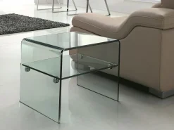 Vente-unique Mesa de noche con un estante de cristal templado STILEOS Transparente Discount