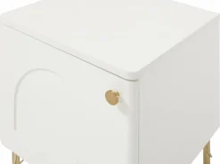 Vente-unique Mesa de noche lado derecho con 1 puerta en y dorado - ALOBARA Blanco Hot