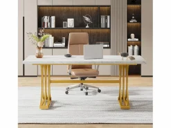 Tribesigns Mesa de oficina de ordenador, 160 x 80 x 75 cm Mesa de oficina moderna, mesa de trabajo de PC, mesa de comedor Blanco Discount