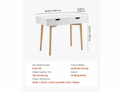 Escritorio Tradicional|Mesa de Oficina Pequeña SucceBuy Escritorio Pequeño para Ordenador con Cajones para Dormitorio, y Madera