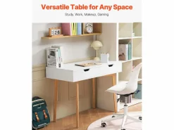Escritorio Tradicional|Mesa de Oficina Pequeña SucceBuy Escritorio Pequeño para Ordenador con Cajones para Dormitorio, y Madera