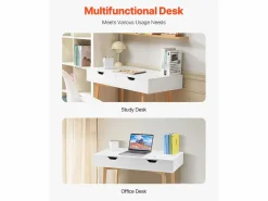Escritorio Tradicional|Mesa de Oficina Pequeña SucceBuy Escritorio Pequeño para Ordenador con Cajones para Dormitorio, y Madera